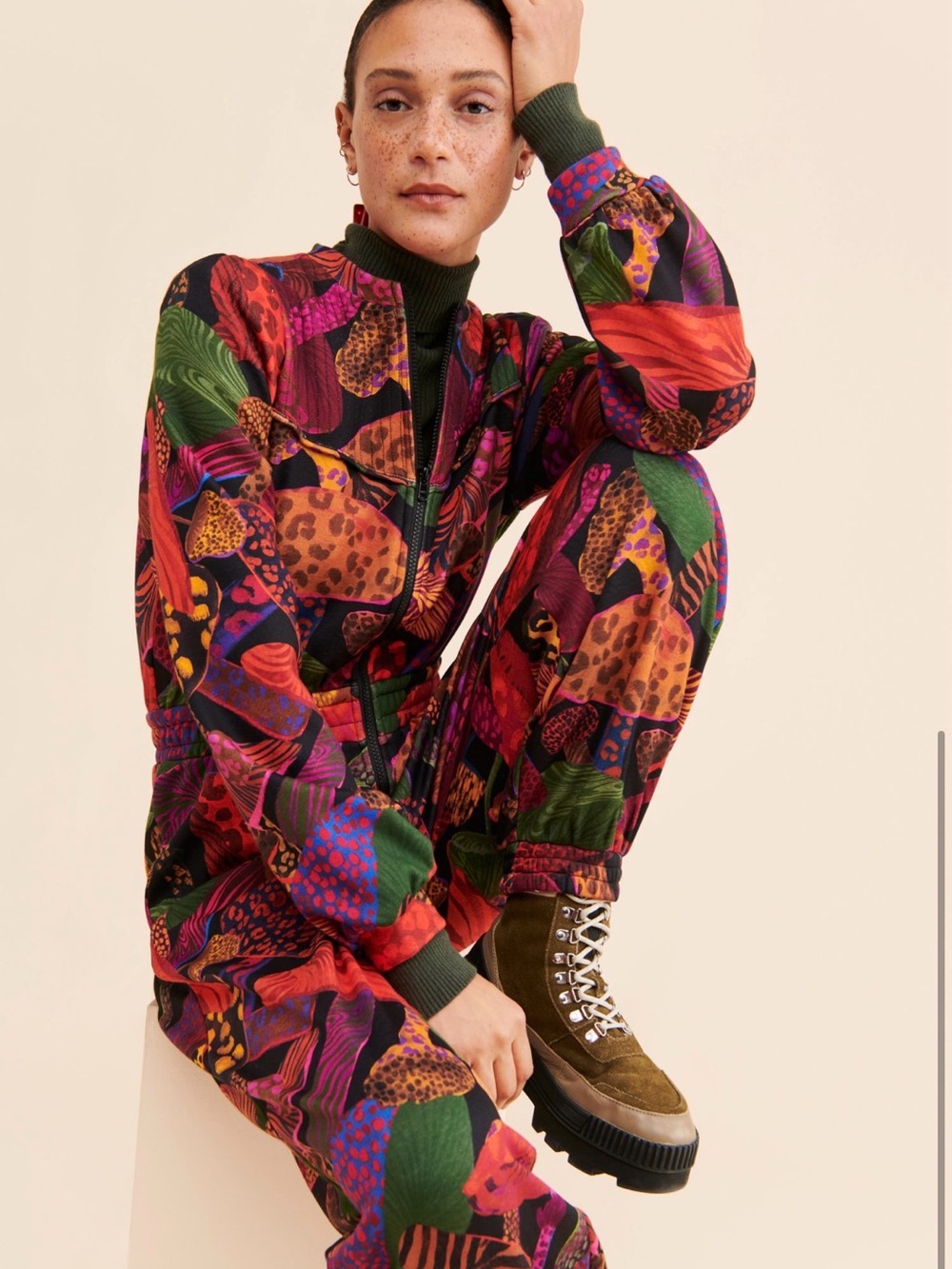 Farm Rio Mushroom and Leopard Jumpsuit